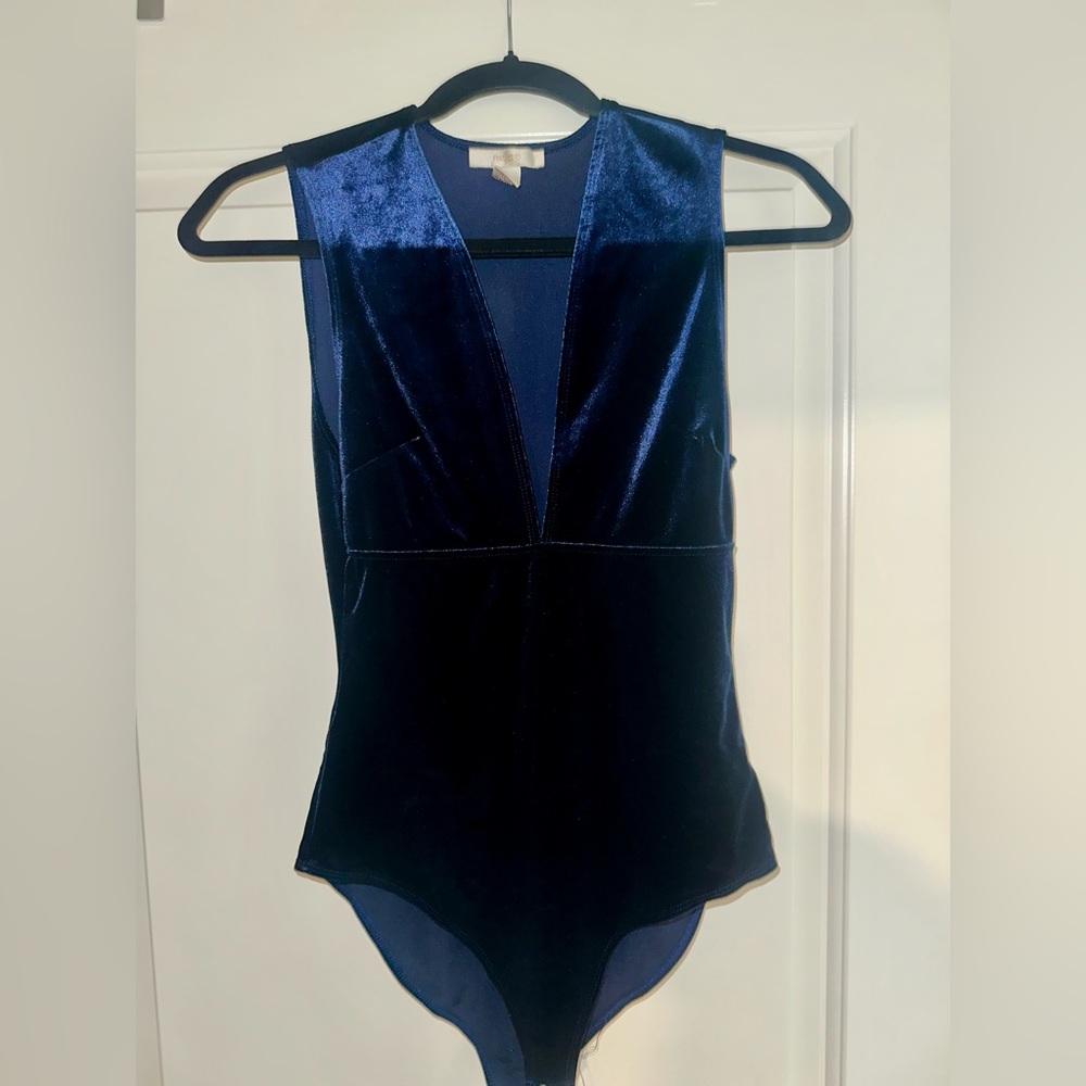 Medium blue velvet forever 21 body suit